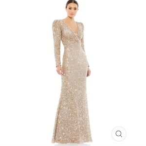 Mac Duggal  5510Sequined Sheath Gown Shimmering Gold, Size 6 - NWT